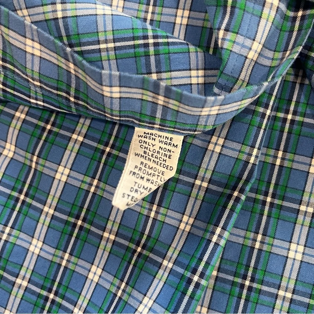 Polo Ralph Lauren Blue Green Plaid Cotton Button Down‎ Shirt XL
